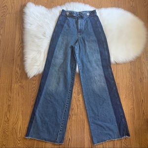 BDG Two Tone Colorblock Denim Buckle Wide Leg High Rise jeans Sz 25